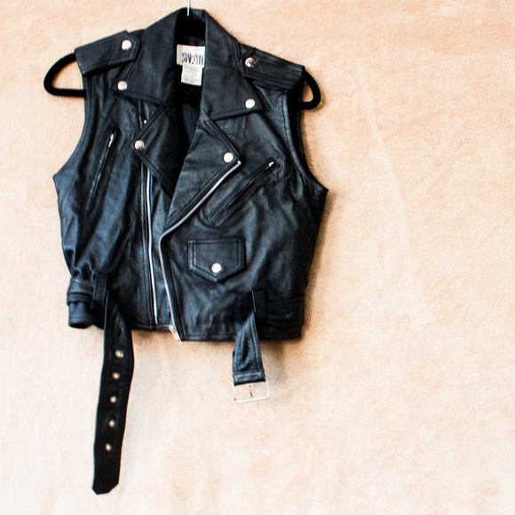 Star Cody Jackets & Blazers - Black Leather Vest - 80s 90s Vintage